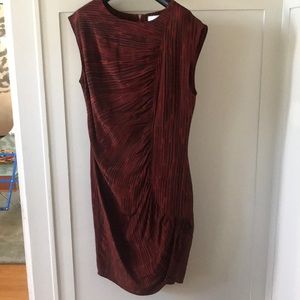 Red and black patterned dress.